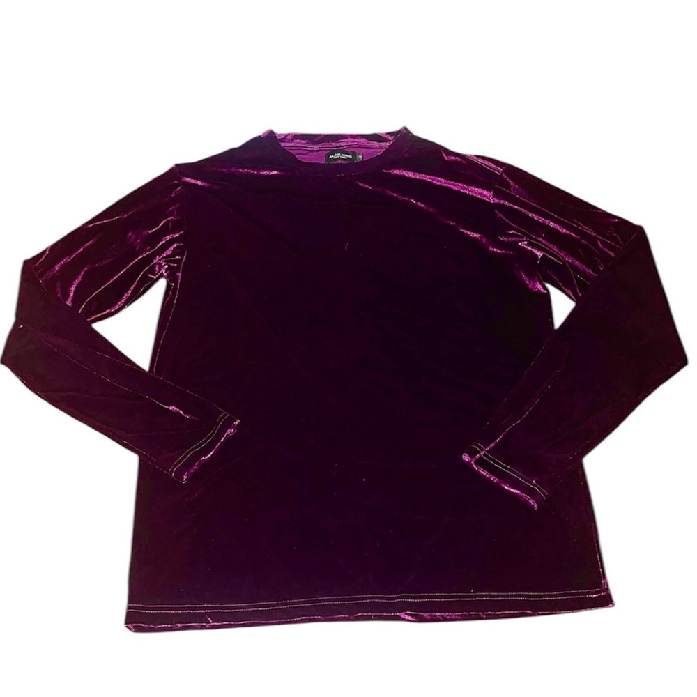 Alan King AKINGS Sample One of One Velour Velvet Purple Long Sleeve Shirt Medium